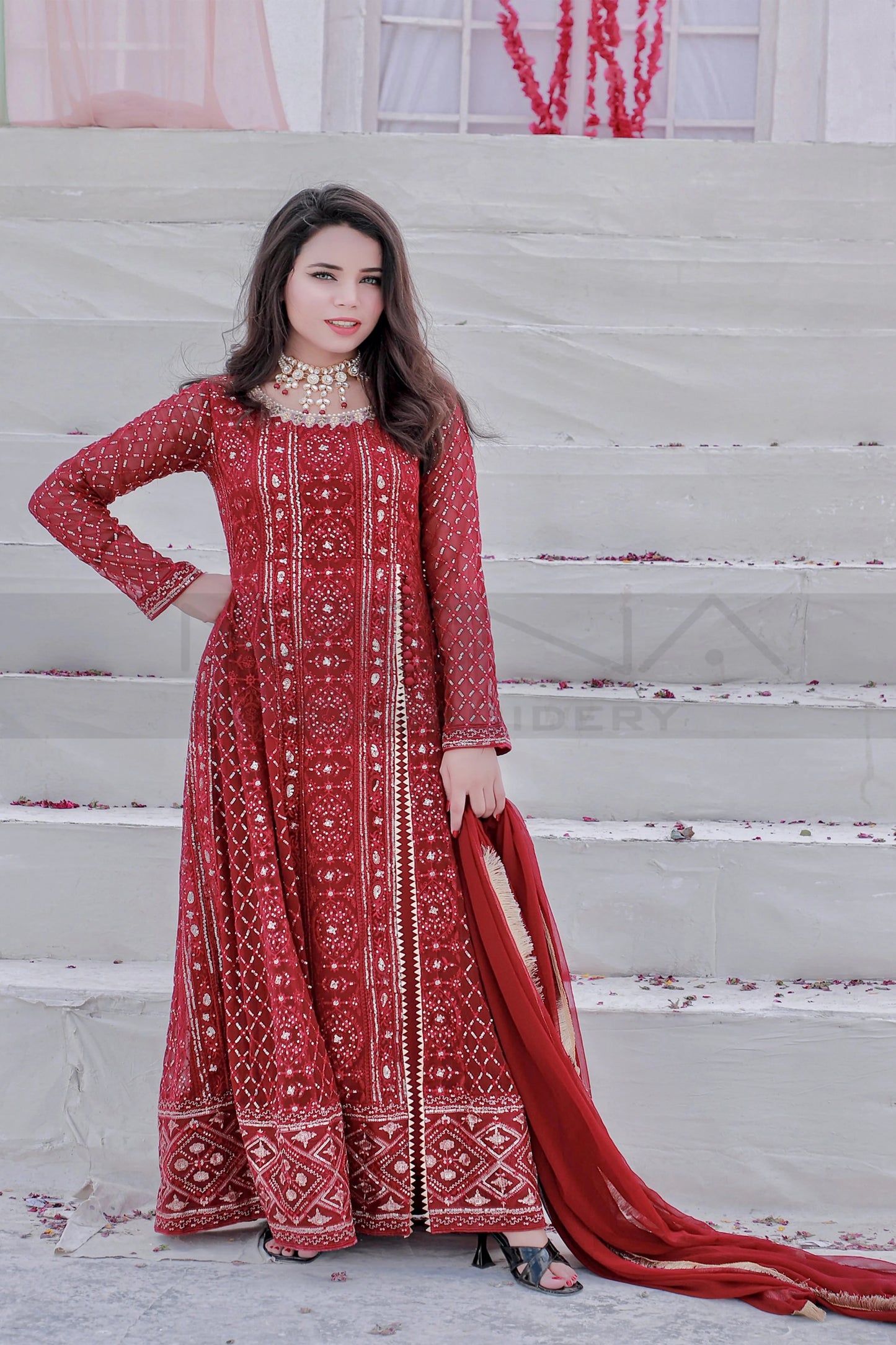Baroque Maroon -- Mona Embroidery