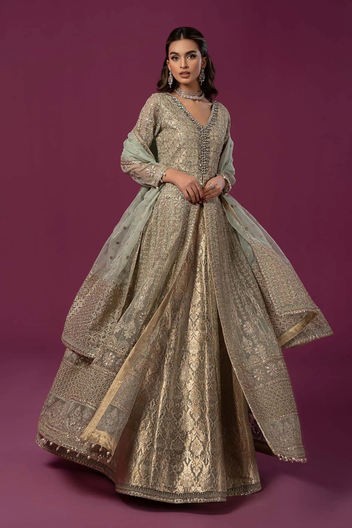 3 PIECE EMBROIDERED ORGANZA SUIT | SF-EF24-04