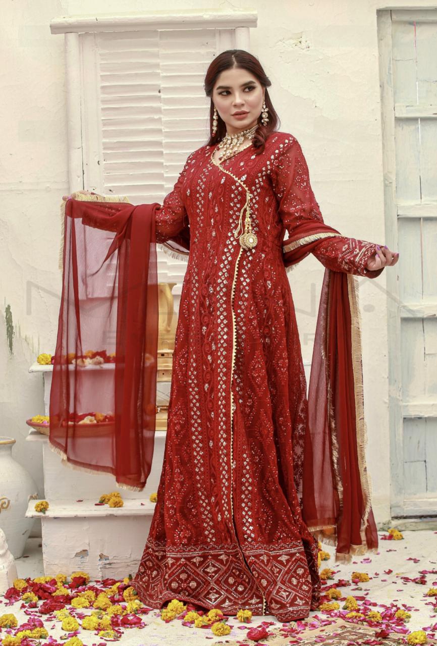 Melanie - Maroon -- Mona Embroidery