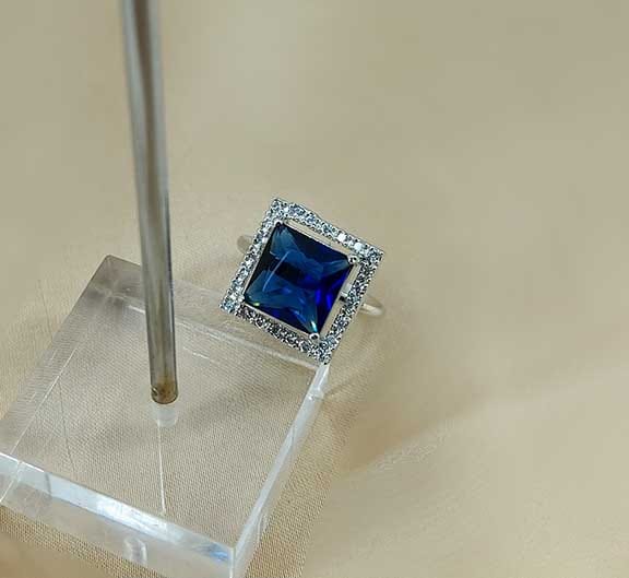 AD Zircon Ring Blue S