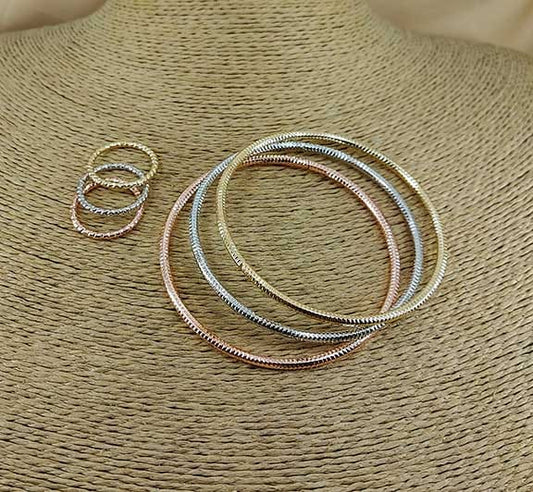 tri colored bangle and ring set