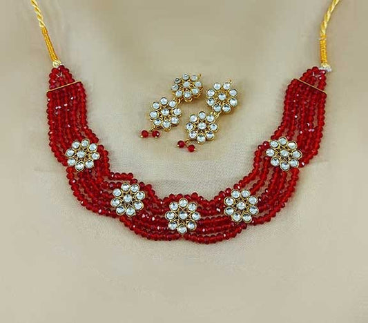 Kundan Necklace Set Red