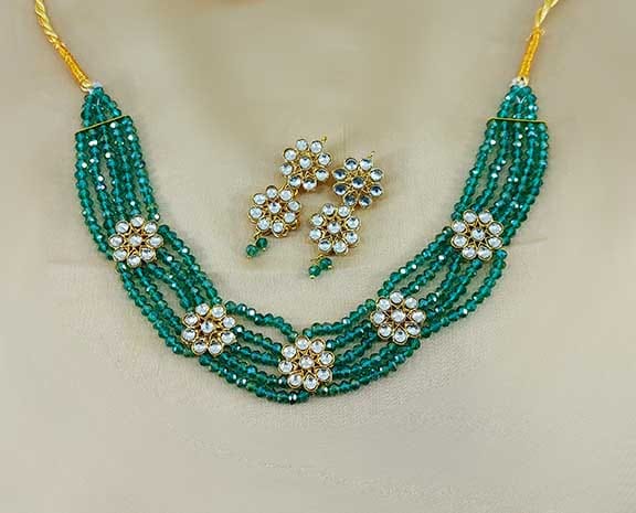 Kundan Necklace Set Green