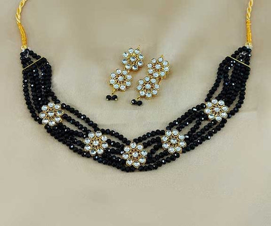 Kundan Necklace Set Black