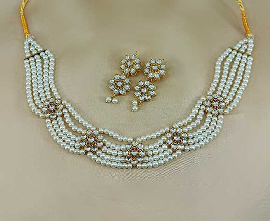 Kundan Necklace Set White