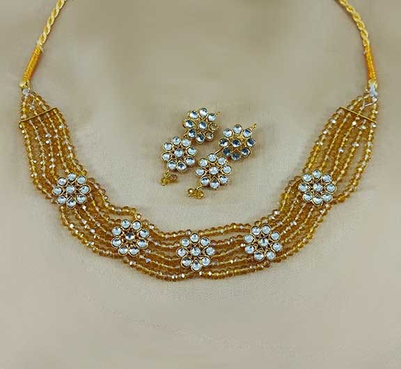 Kundan Necklace Set Champagne