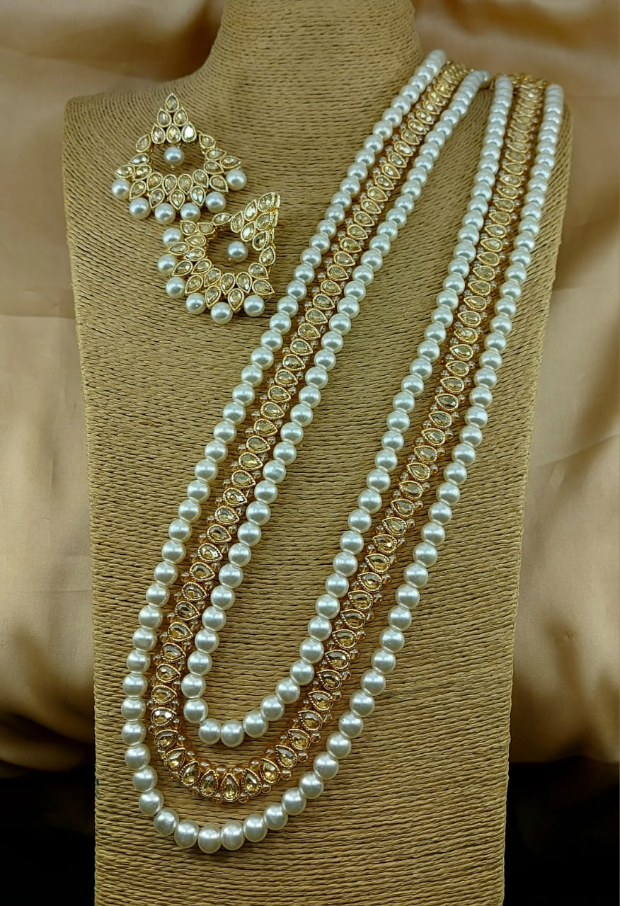 Kundan Mala with Earrings Green