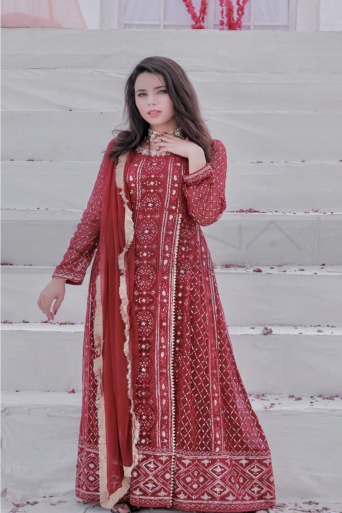 Baroque Maroon -- Mona Embroidery