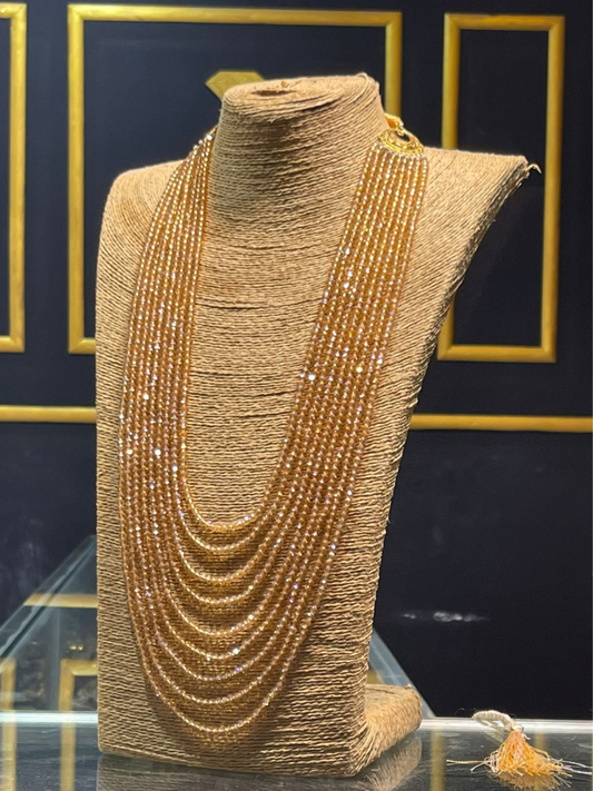 Golden Amber Crystal Beads Necklace