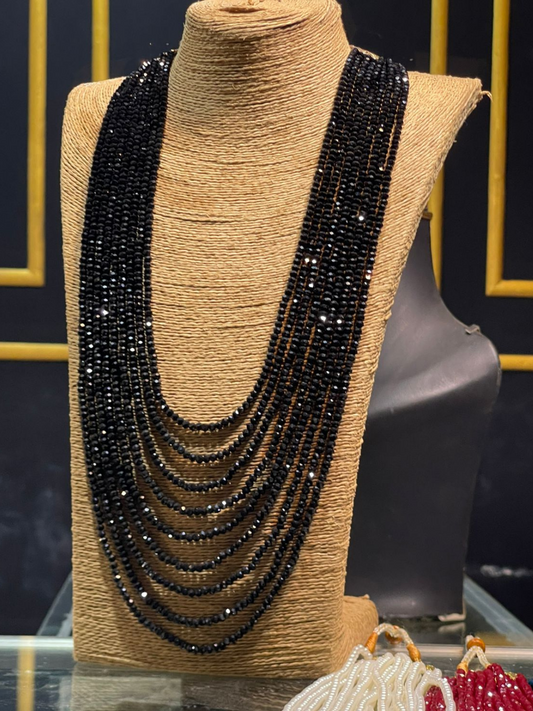 Jet Black Crystal Beads Necklace