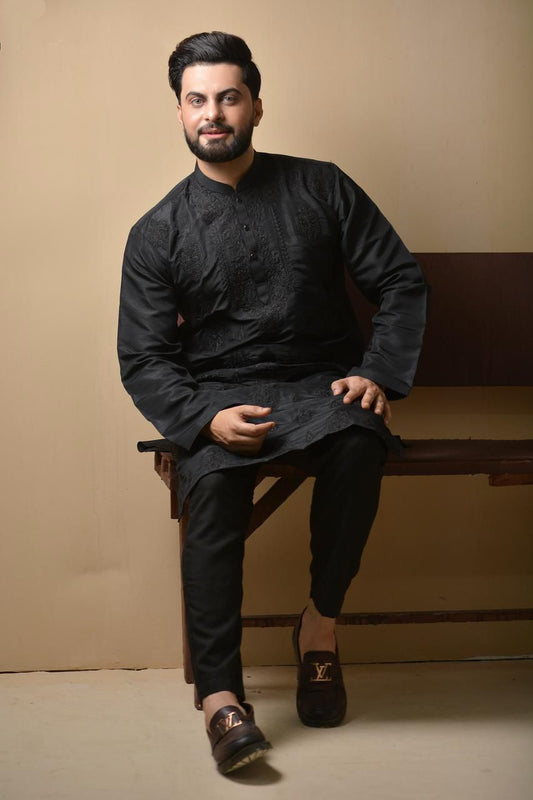 Classic Black Embroidered Kurta Set